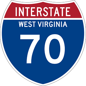 Interstate 70 West Virginia Metric sign