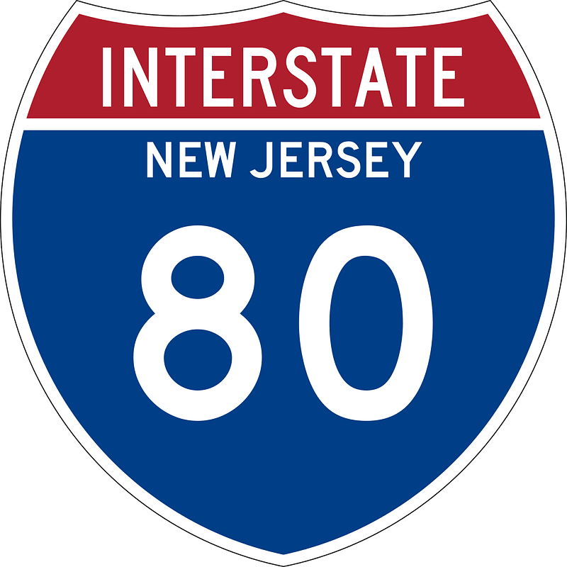 Interstate 80 New Jersey Metric sign