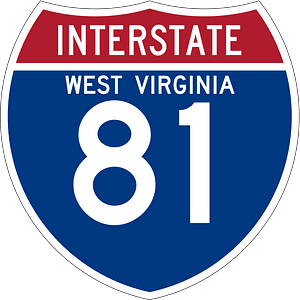 Interstate 81 West Virginia sign