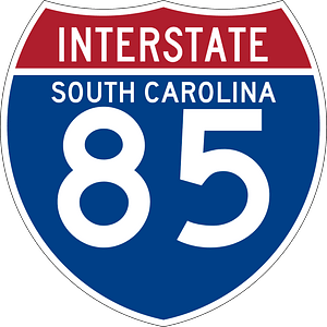 Interstate 85 South Carolina sign