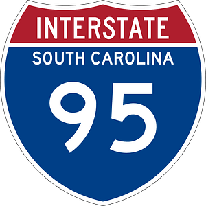 Interstate 95 South Carolina Metric sign