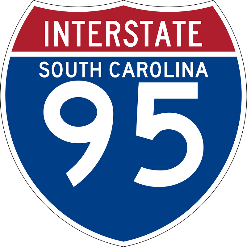 Interstate 95 South Carolina sign