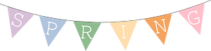 Spring banner with bunting flags 