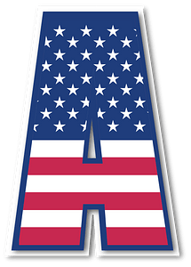USA flag letter A