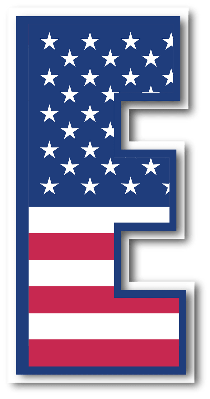 USA flag letter E