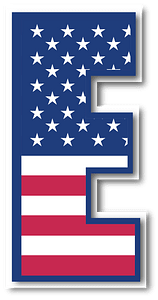 USA flag letter E