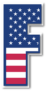 USA flag letter F