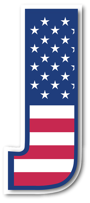 USA flag letter J