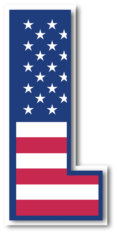 USA flag letter L