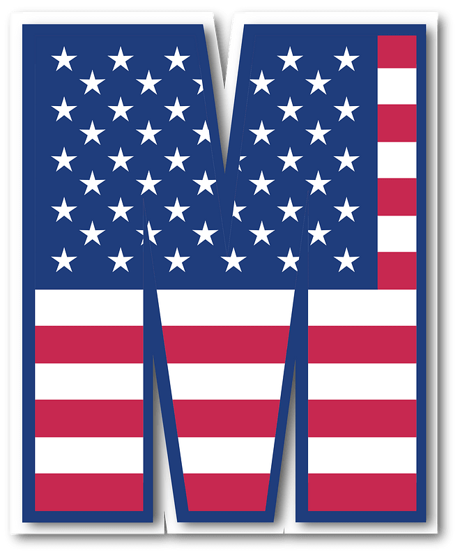 USA flag letter M