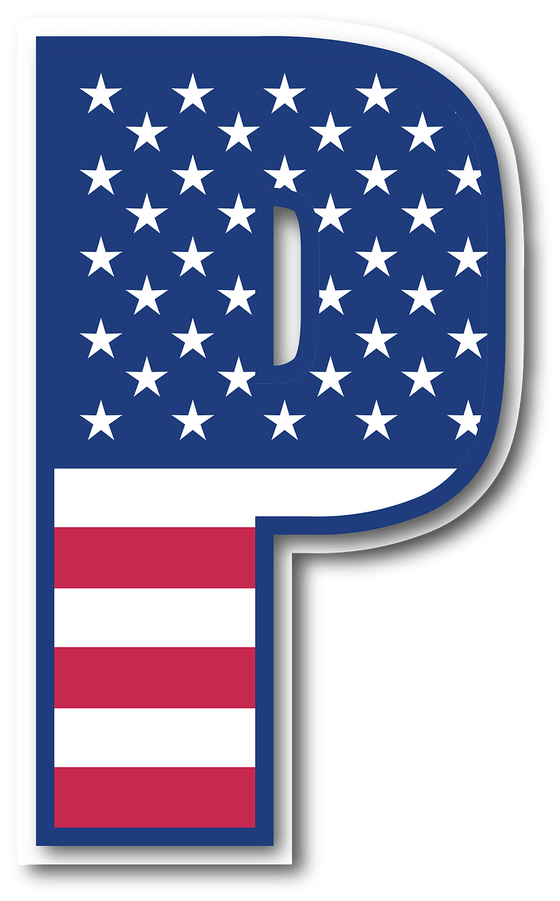 USA flag letter P