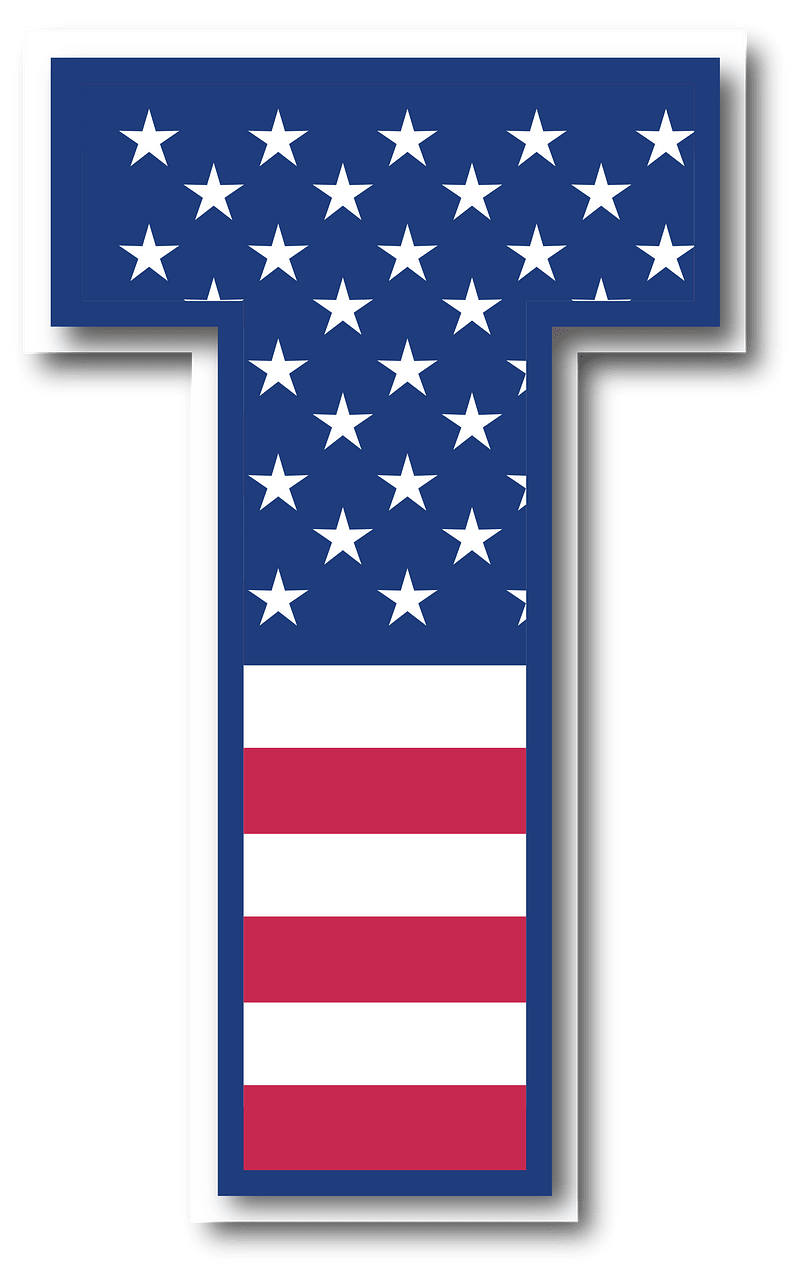 USA flag letter T