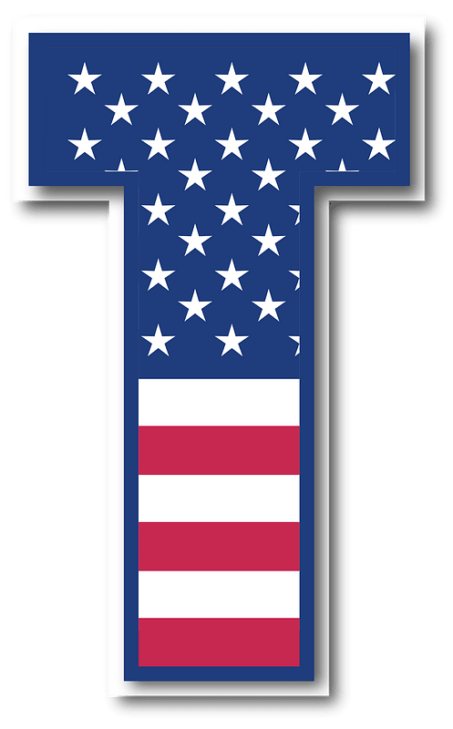 USA flag letter T