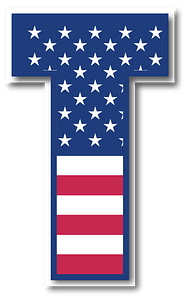 USA flag letter T