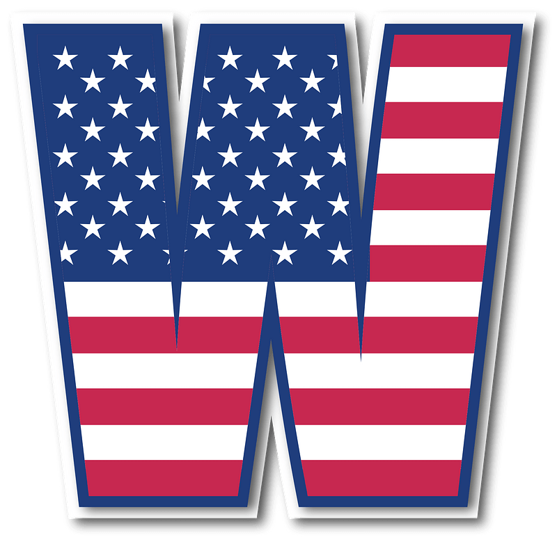 USA flag letter W