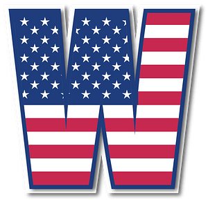 USA flag letter W