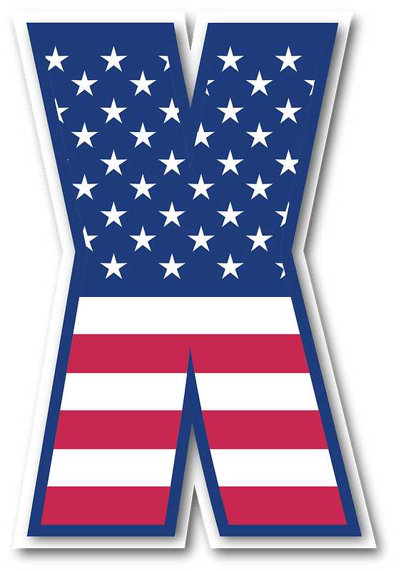 USA flag letter X