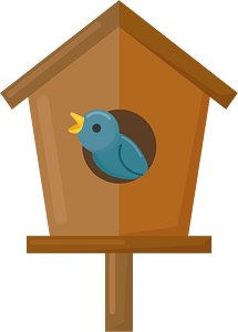 Birdhouse with bird