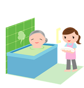 Nurse is Assisting an Elderly Woman in Bathing