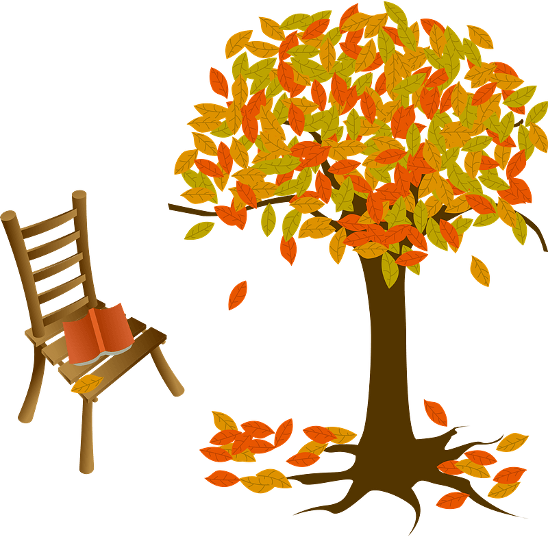 Tree with Autumn Leaves and Book on a Chair