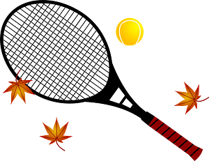 Tennis Racket and Ball with Autumn Leaves