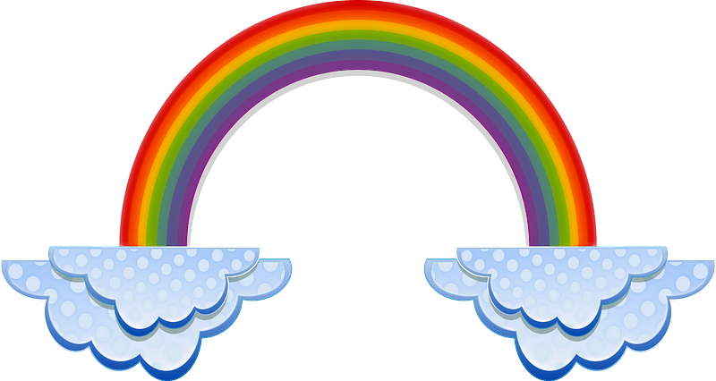 Thin rainbow and layered clouds