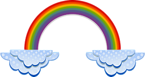Thin rainbow and layered clouds