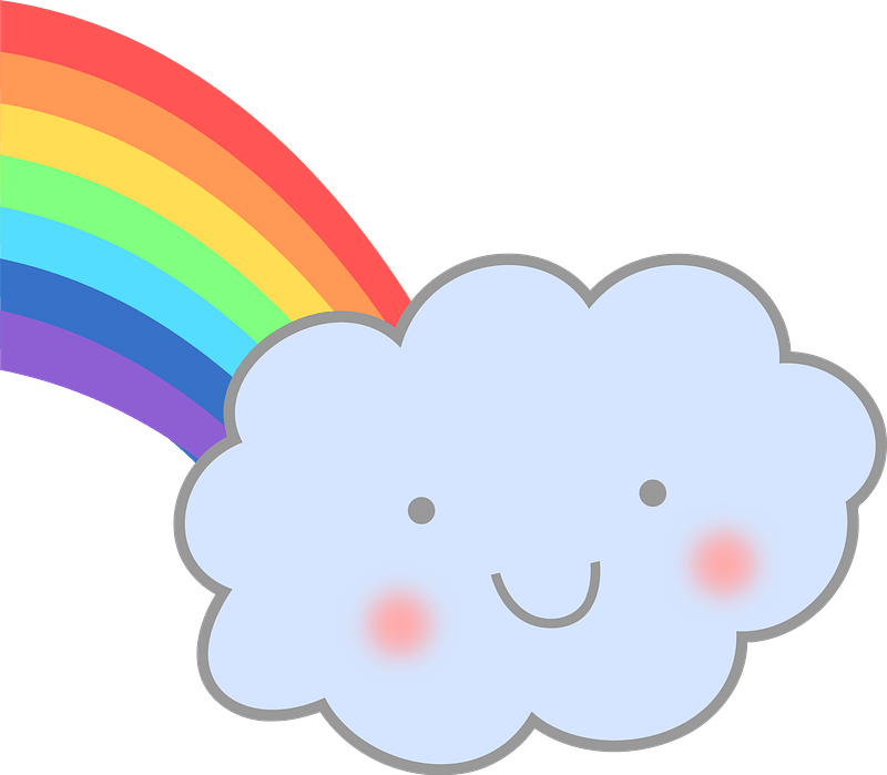 Cute cloud face with rainbow