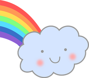 Cute cloud face with rainbow