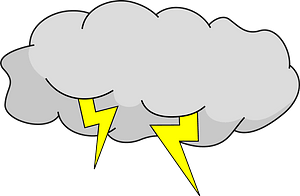 Gray storm cloud and lightning bolts