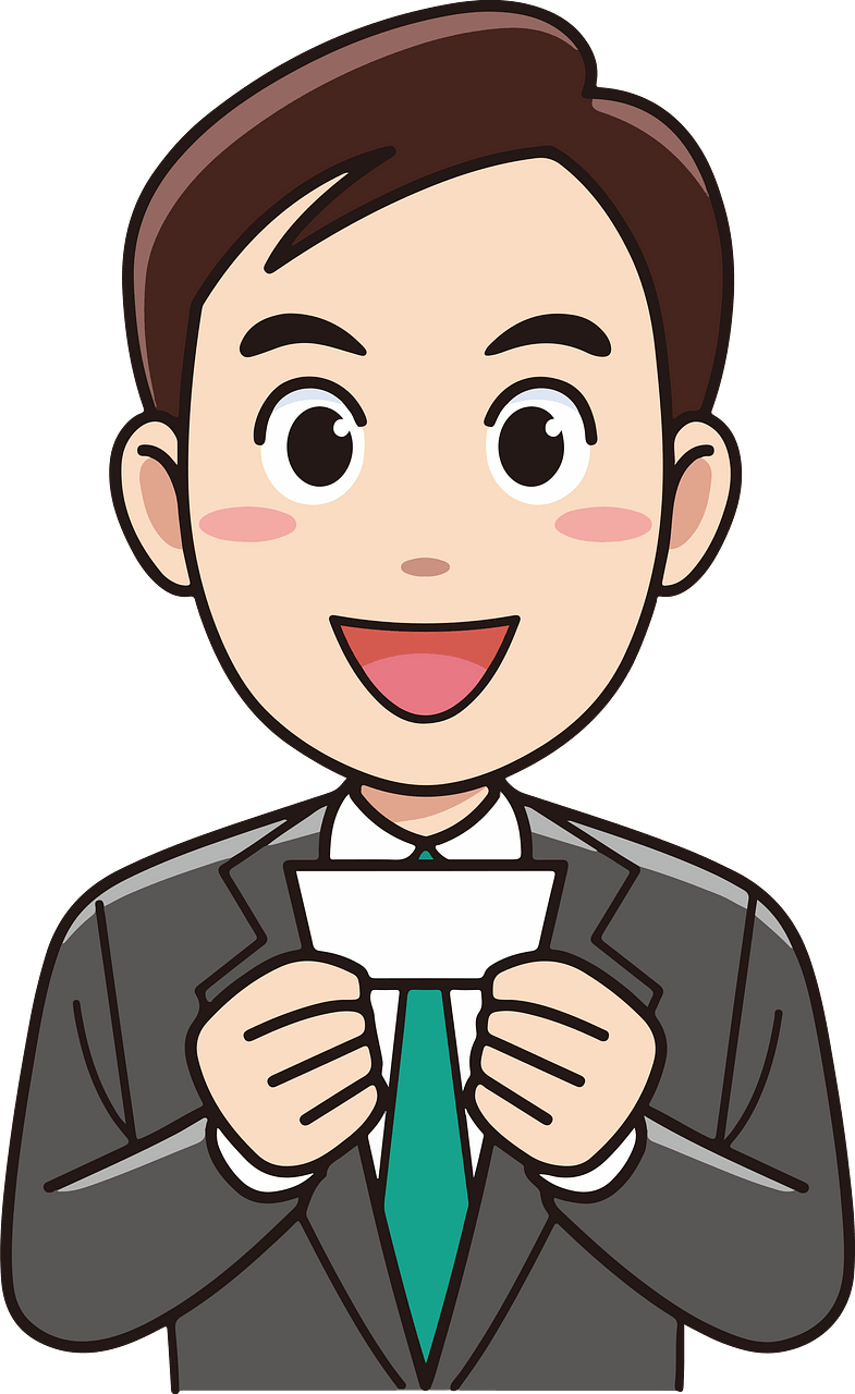 (Dave) Businessman is Holding a Business Card