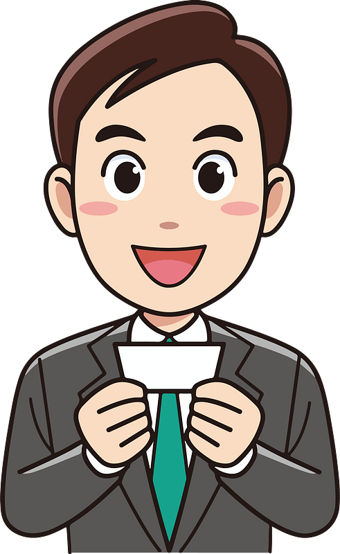 (Dave) Businessman is Holding a Business Card