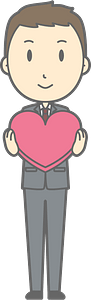 (Nathan) Businessman Is Holding a Red Heart