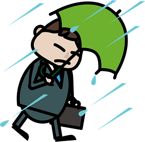 Businessman is Using an Umbrella in the Rain