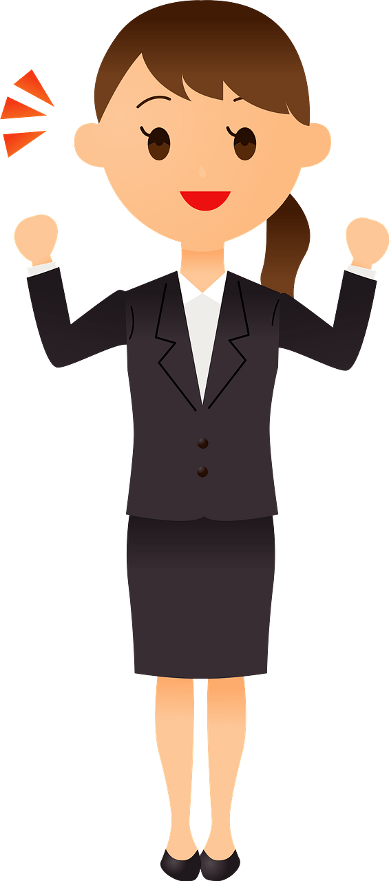 (Simone) Businesswoman is Pumping Her Fists