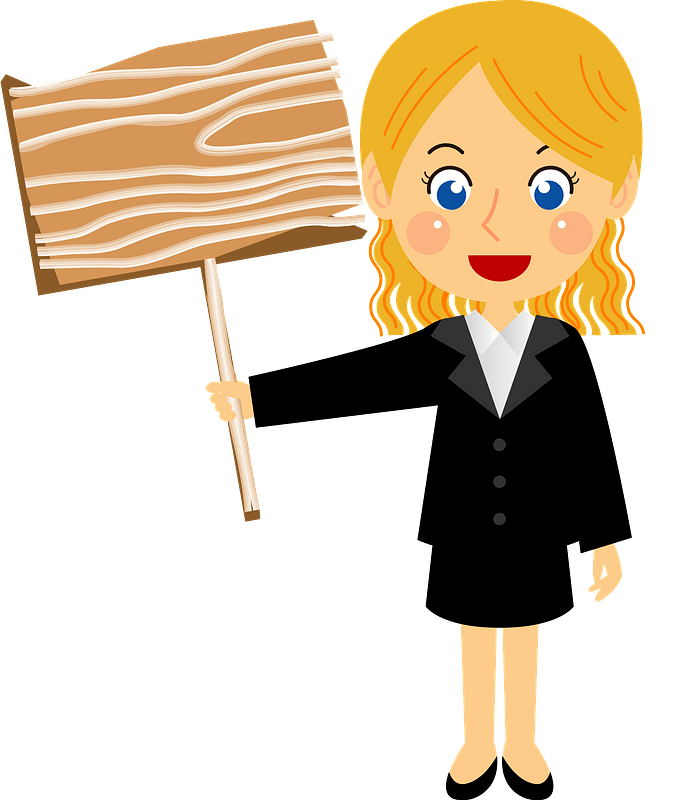 Businesswoman is Holding a Signboard