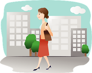 Businesswoman is Walking to the Office
