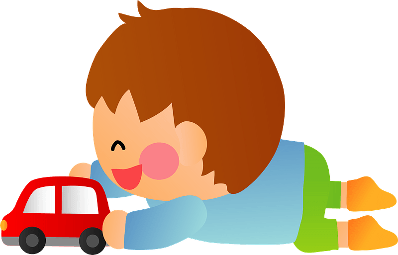 Boy is Playing with a Mini Car
