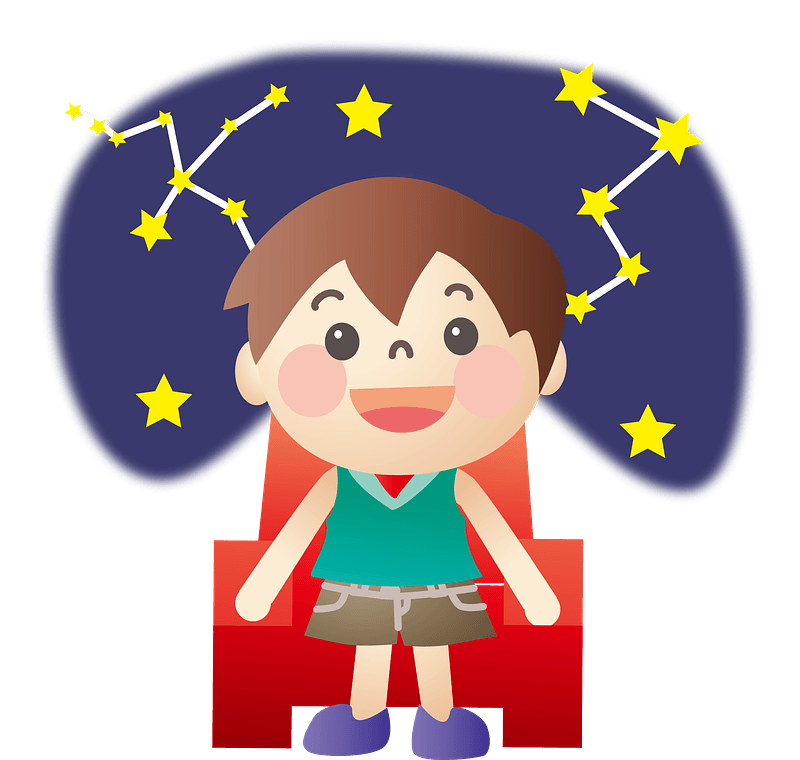 Boy is Looking at the Stars in the Planetarium