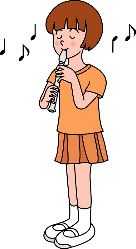 Girl is Playing Recorder
