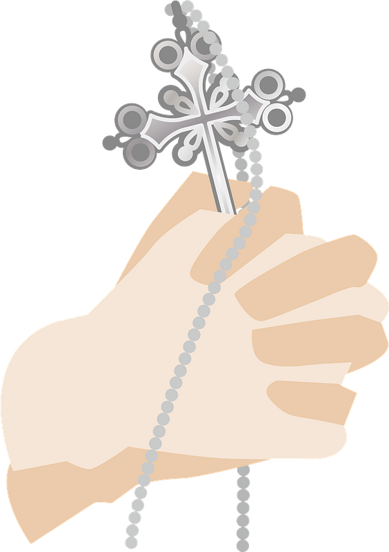 Christian Cross is Held in Praying Hands