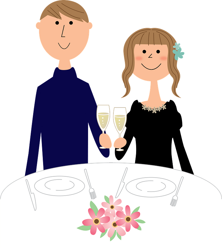 Couple is Drinking Champagne in a Restaurant