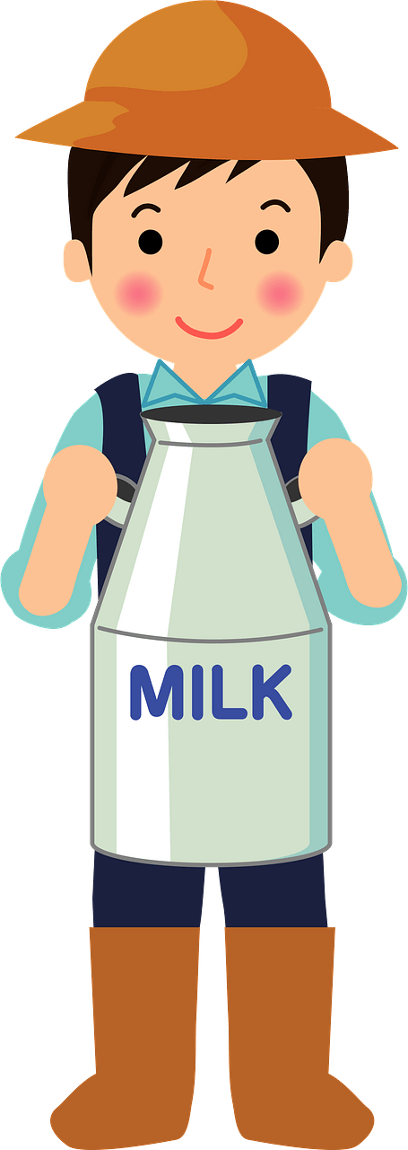 Dairy Farmer is Holding a Jug of Milk