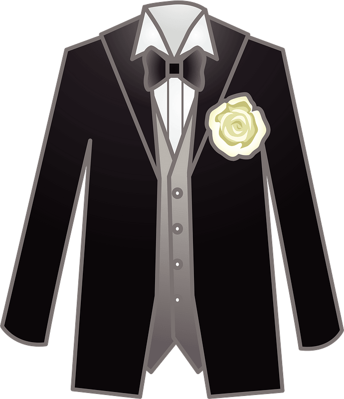 Dinner Jacket, Vest, White Shirt, Bowtie, and Corsage