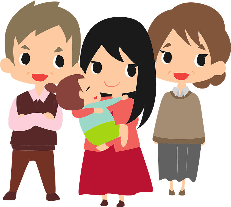 Family - Mother, Baby, Grandfather, and Grandmother