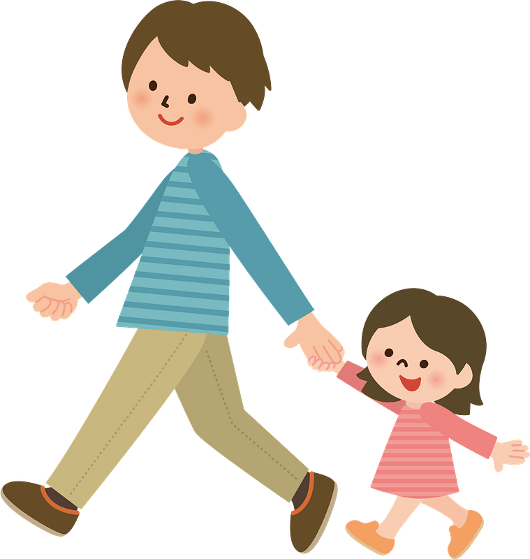 Father and Daughter are Walking