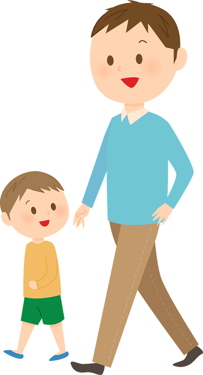 Father and Son are Walking
