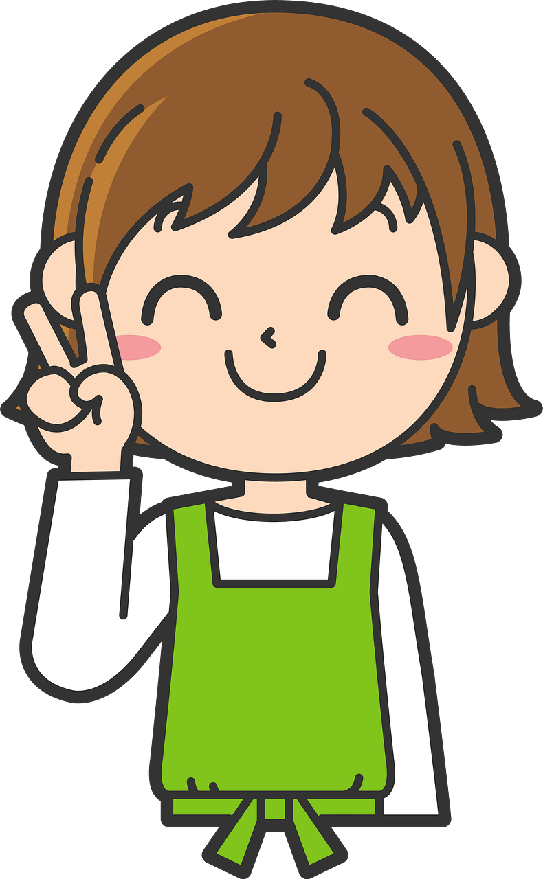 (Heidi) Female Clerk is Giving V Sign