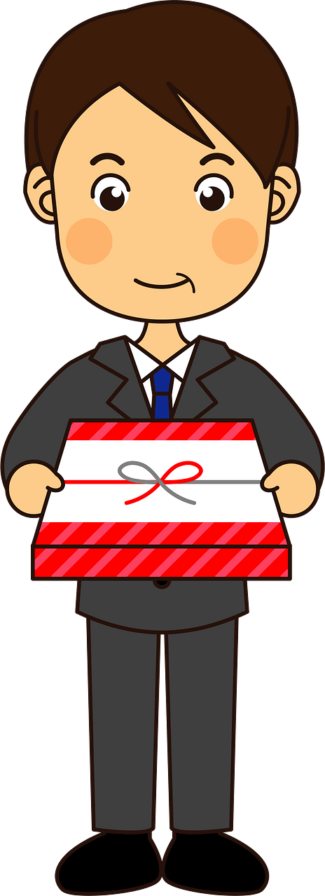 Middle Aged Man is Holding a Gift Box