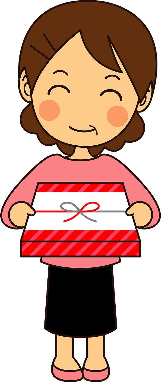 Middle Aged Woman is Holding a Gift Box
